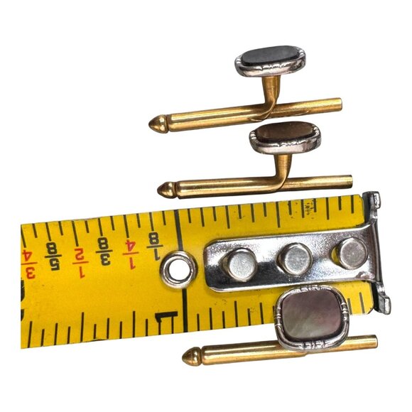 SINGLES (3) 5/16" Gray Squares MOP Vintage Formal Tuxedo Prom Shirt Stud Square - Picture 6 of 6